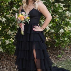 Sherri Hill Black Tiered Prom Dress